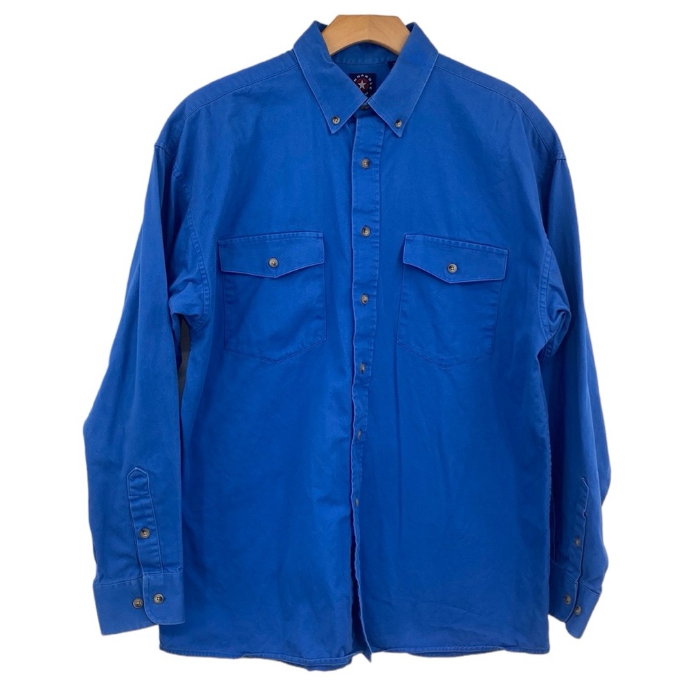 Panhandle Slim Button Down Shirt Mens Size Large Blue Long Sleeve Western Cowboy